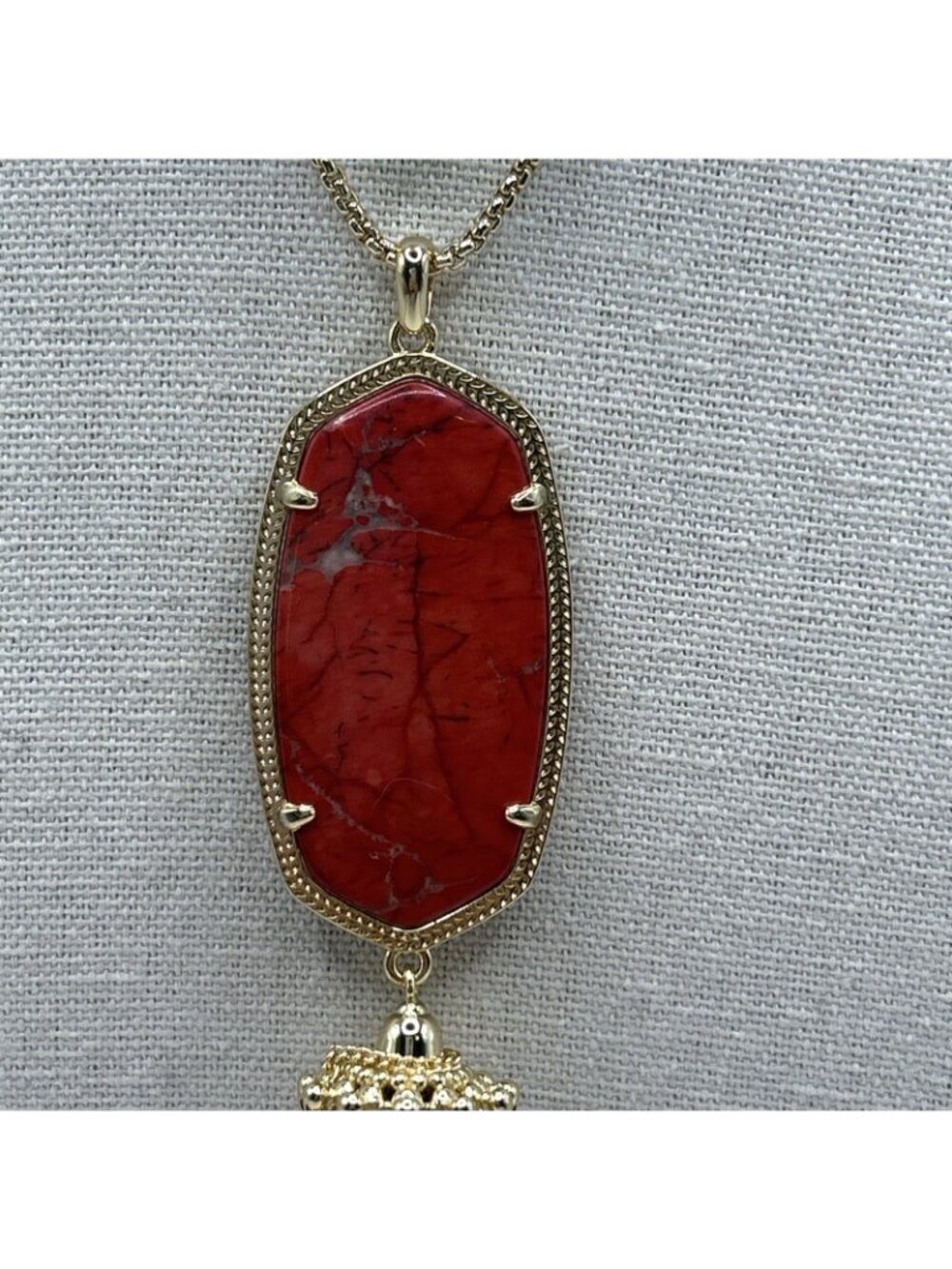 Kendra Scott Rayne Long Pendant Necklace in Bright Red Gold Plated New NWT Boho - Picture 6 of 16